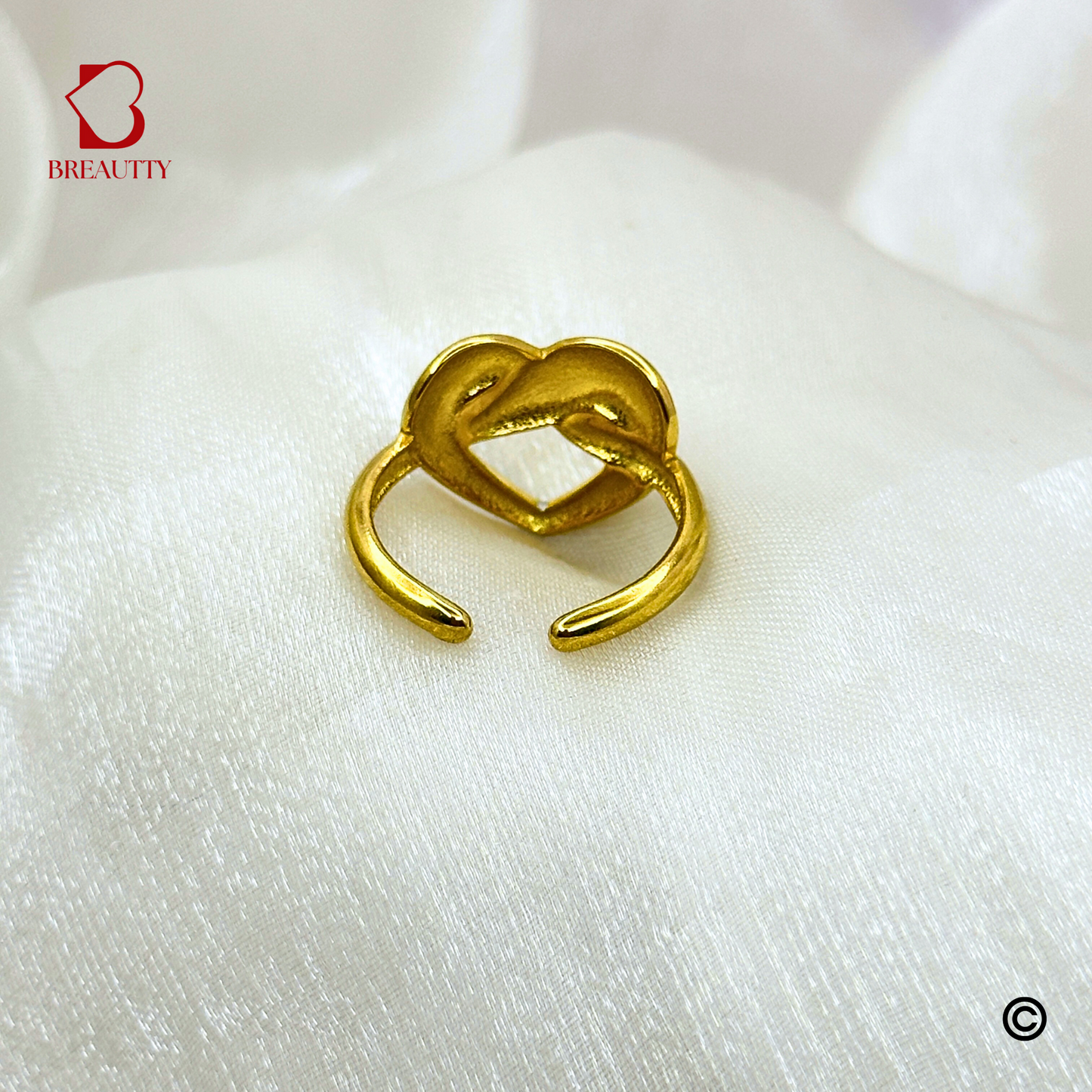 BREAUTTY MELTED HEART 18K GOLD PLATED WATERPROOF LIGHTWEIGHT LOVE RING – ADJUSTABLE