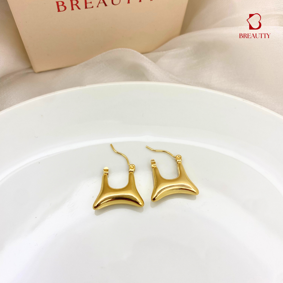 BREAUTTY 18K GOLD PLATED GEOMETRICAL HUES HOOPS DAILYWEAR