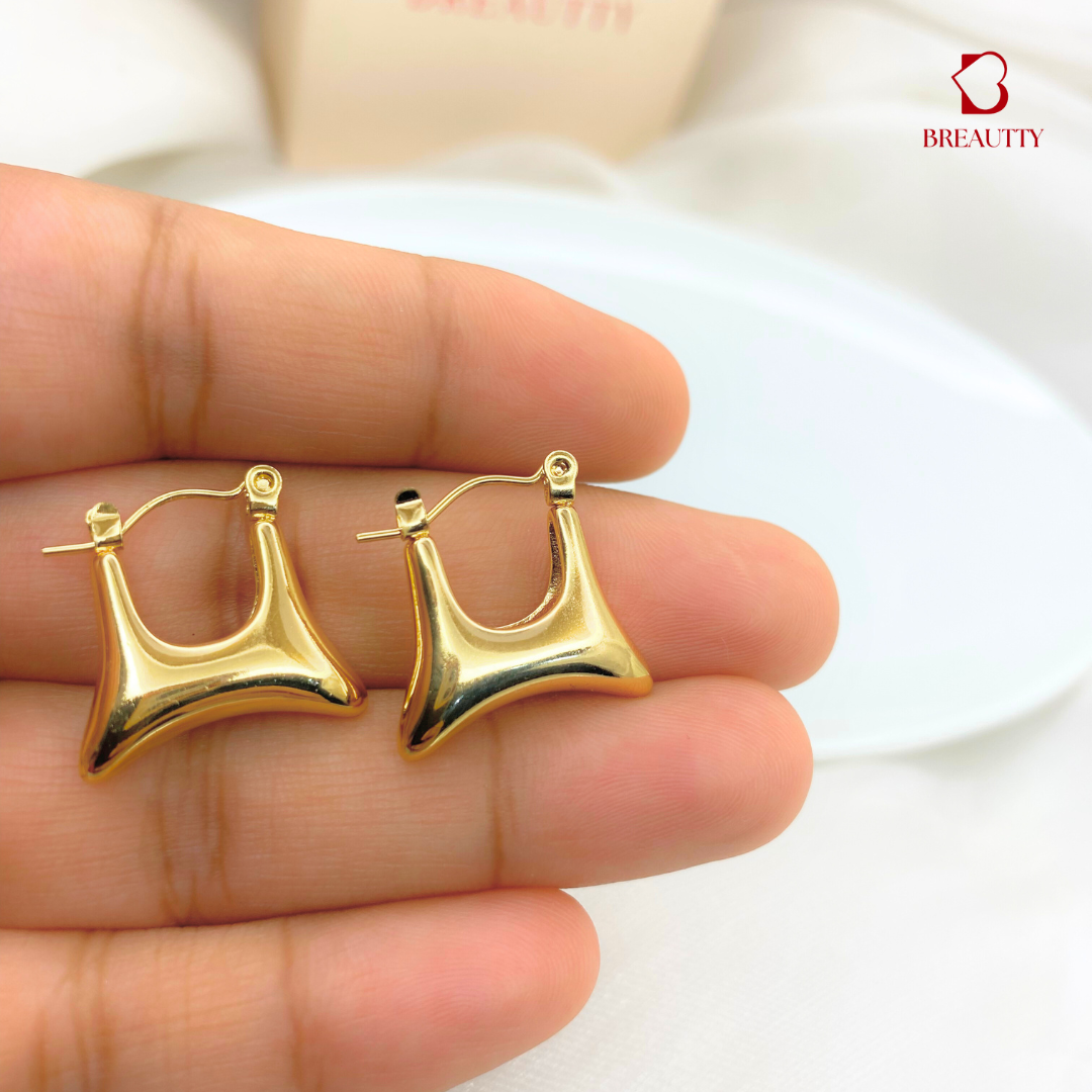 BREAUTTY 18K GOLD PLATED GEOMETRICAL HUES HOOPS DAILYWEAR