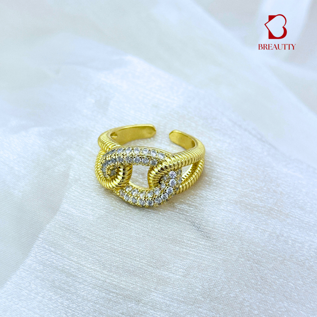 REAUTTY ETERNAL KNOT CZ ZIRCONIA RING – 18K GOLD PLATED LUXURY