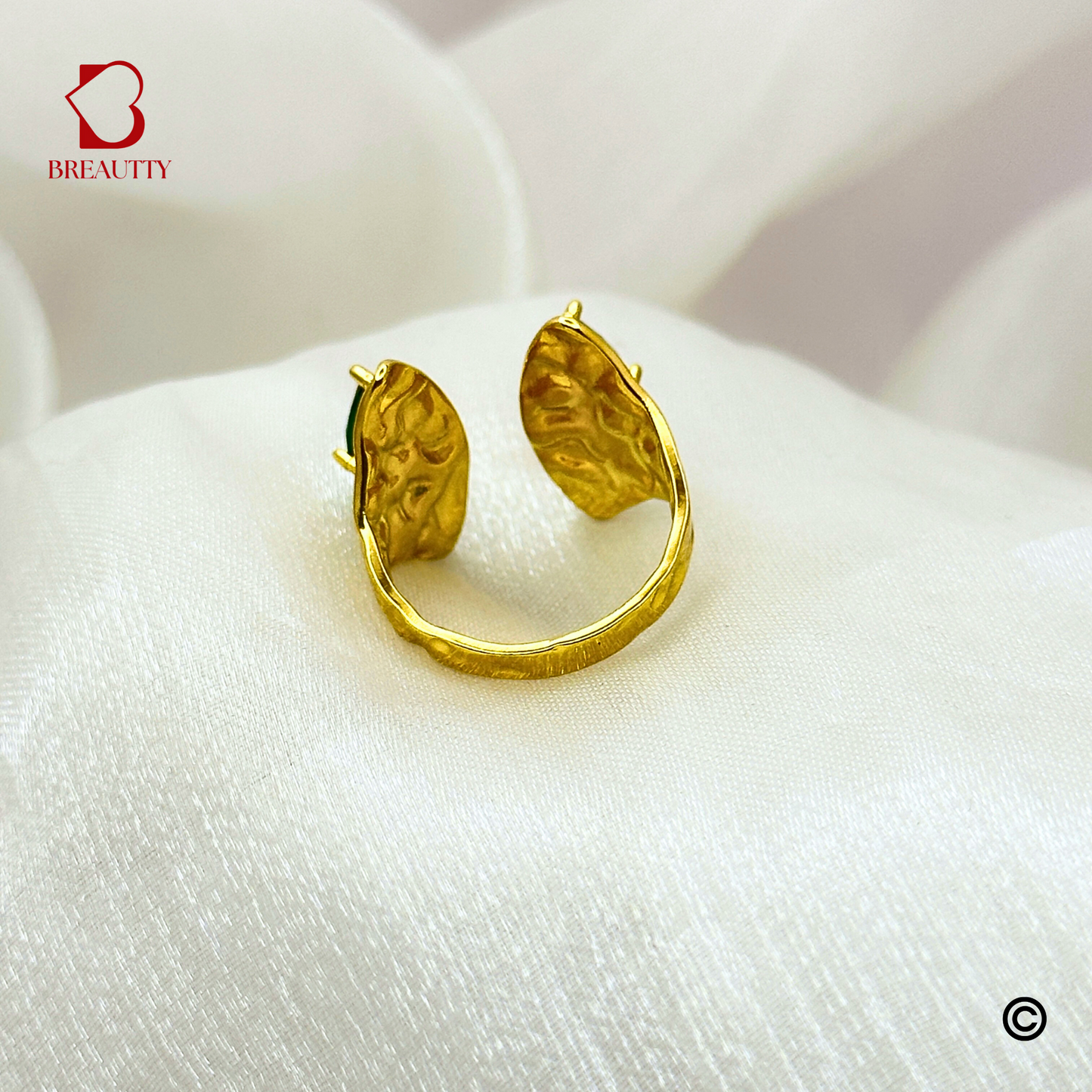 BREAUTTY DUAL GREEN FUANA 18K GOLD PLATED RING – ADJUSTABLE
