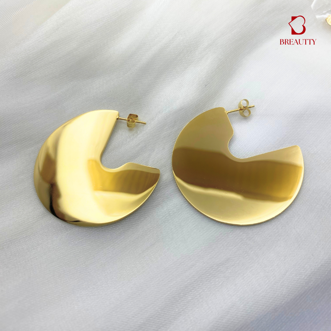 BREAUTTY 18K GOLD PLATED PARTY DISC EARRING