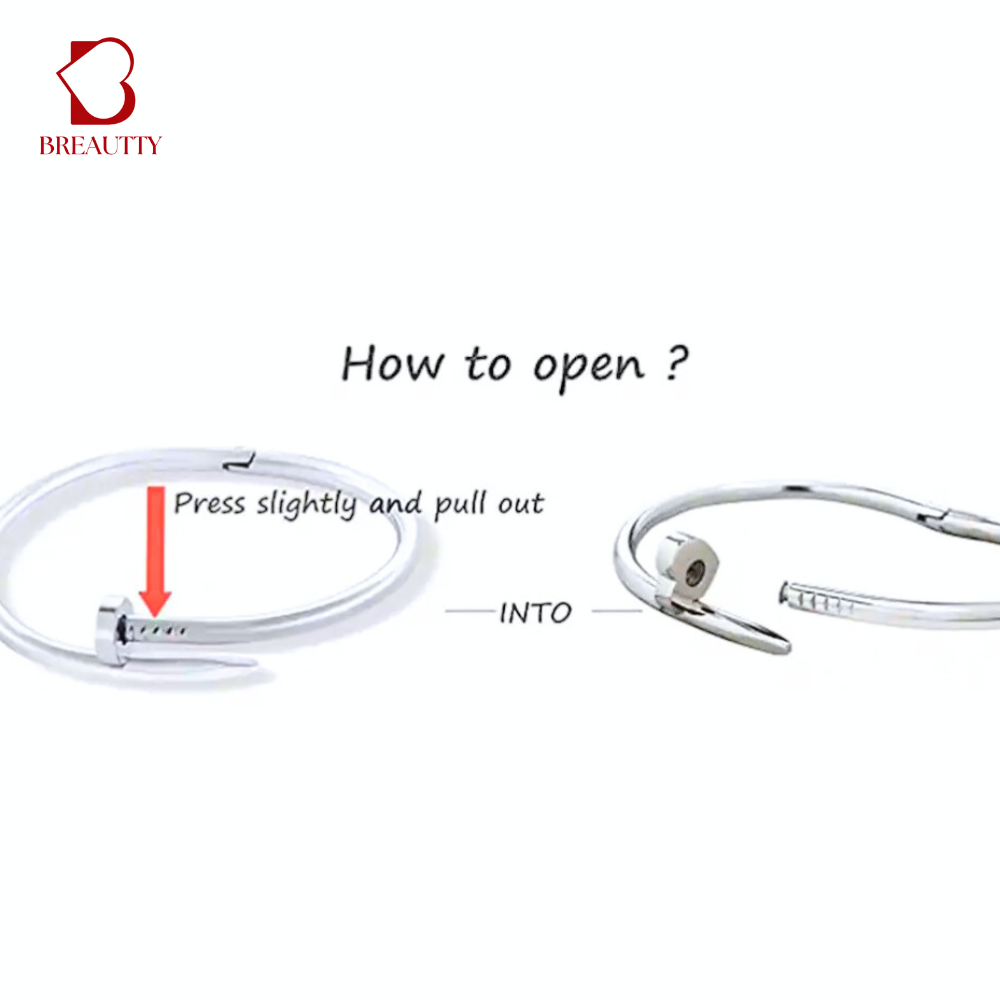 BREAUTTY PURE 92.5 STERLING SILVER NAIL DESIGN BRACELET