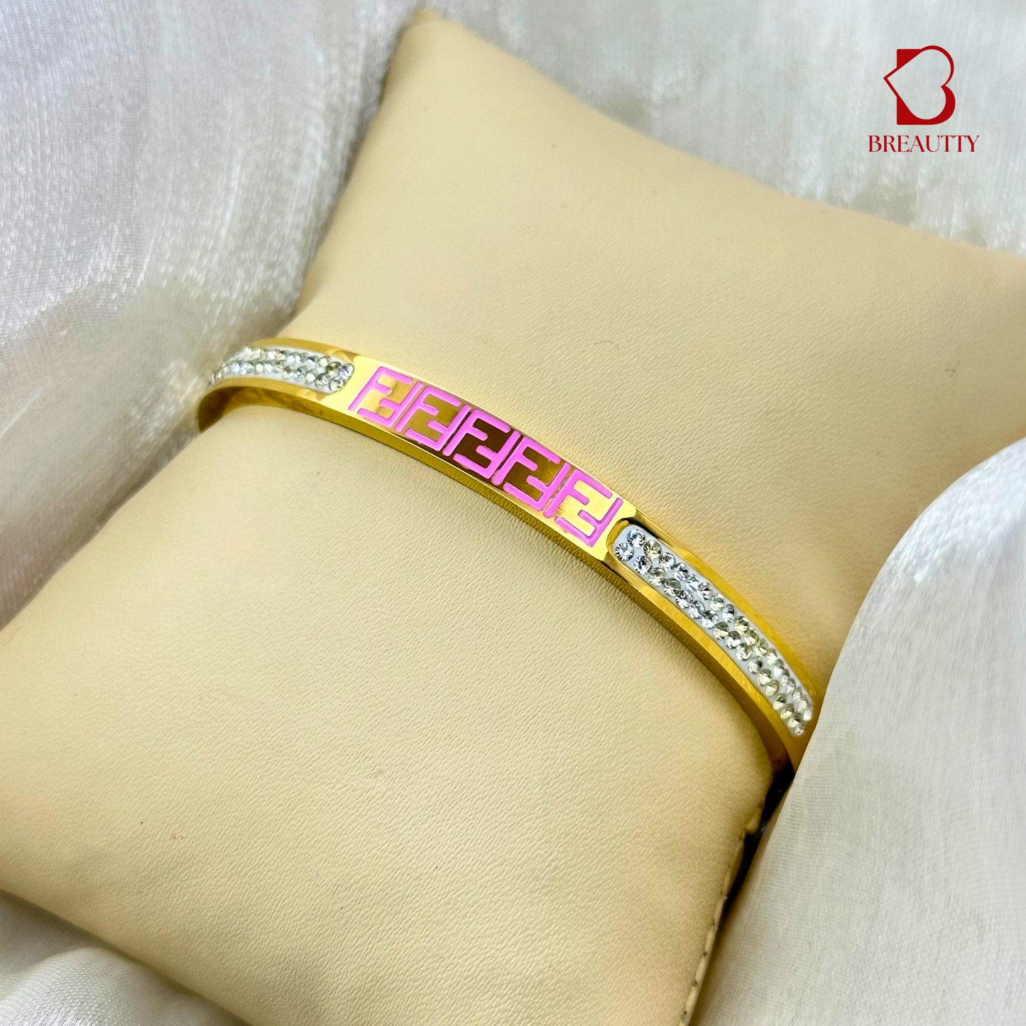 BREAUTTY BEAUTIFUL STONE STUDDED CUFF BRACELET | STAINLESS STEEL