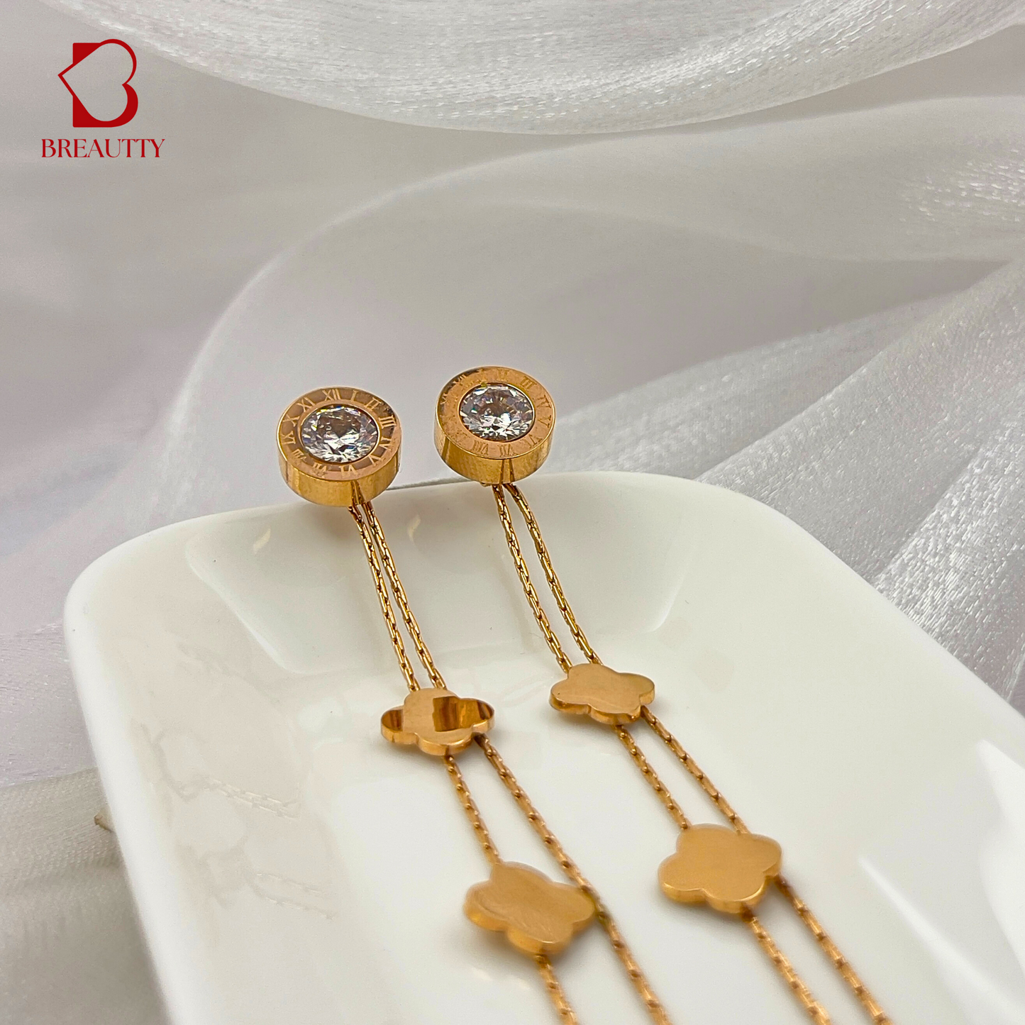 BREAUTTY 18K GOLD PLATED LONG HANGING EARRINGS BVLGARI INSPIRED | EFFORTLESS GLAMOUR