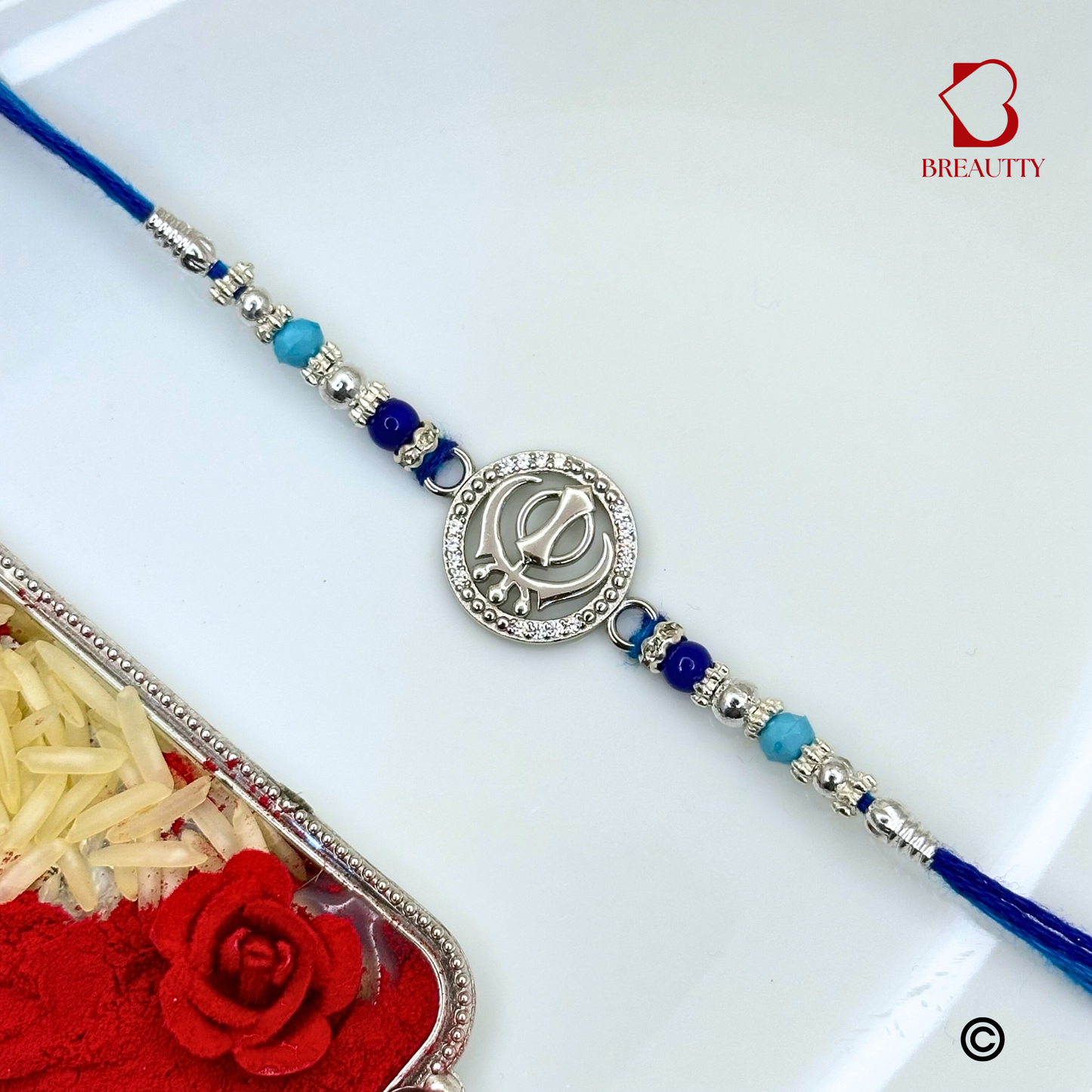 BREAUTTY RAKSHA BANDHAN 9925 STERLING SILVER "VEER KHANDA" RAKHI | HALLMARKED SILVER RAKHI