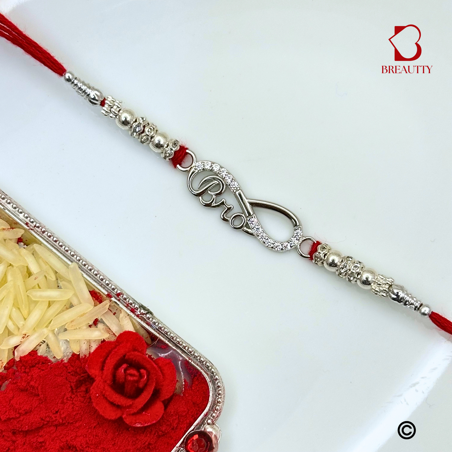 BREAUTTY RAKSHA BANDHAN 925 STERLING SILVER RAKHI "INFINITE LOVE BRO" | HALLMARKED SILVER RAKHI