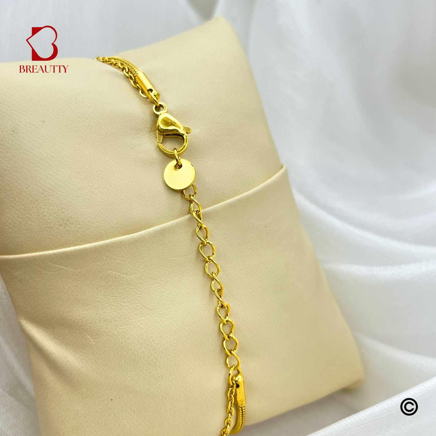 BREAUTTY 18K GOLD PLATED RED leef CLOVER BRACELET