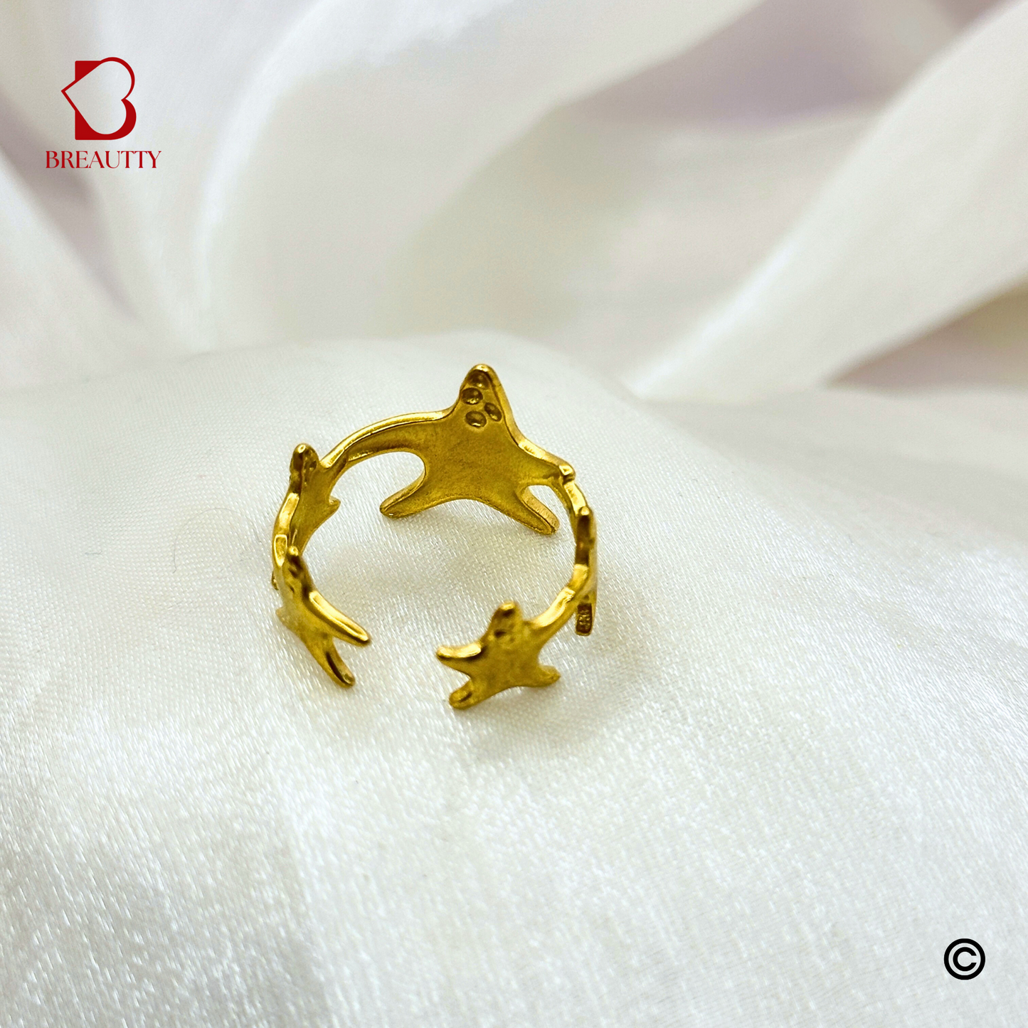 BREAUTTY STARFISH CAROL 18K GOLD PLATED RING |ADJUSTABLE