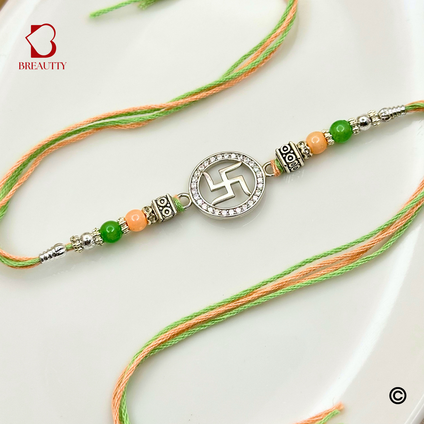 BREAUTTY RAKSHA BANDHAN 925 STERLING SILVER RAKHI "SWASTIK" | HALLMARK