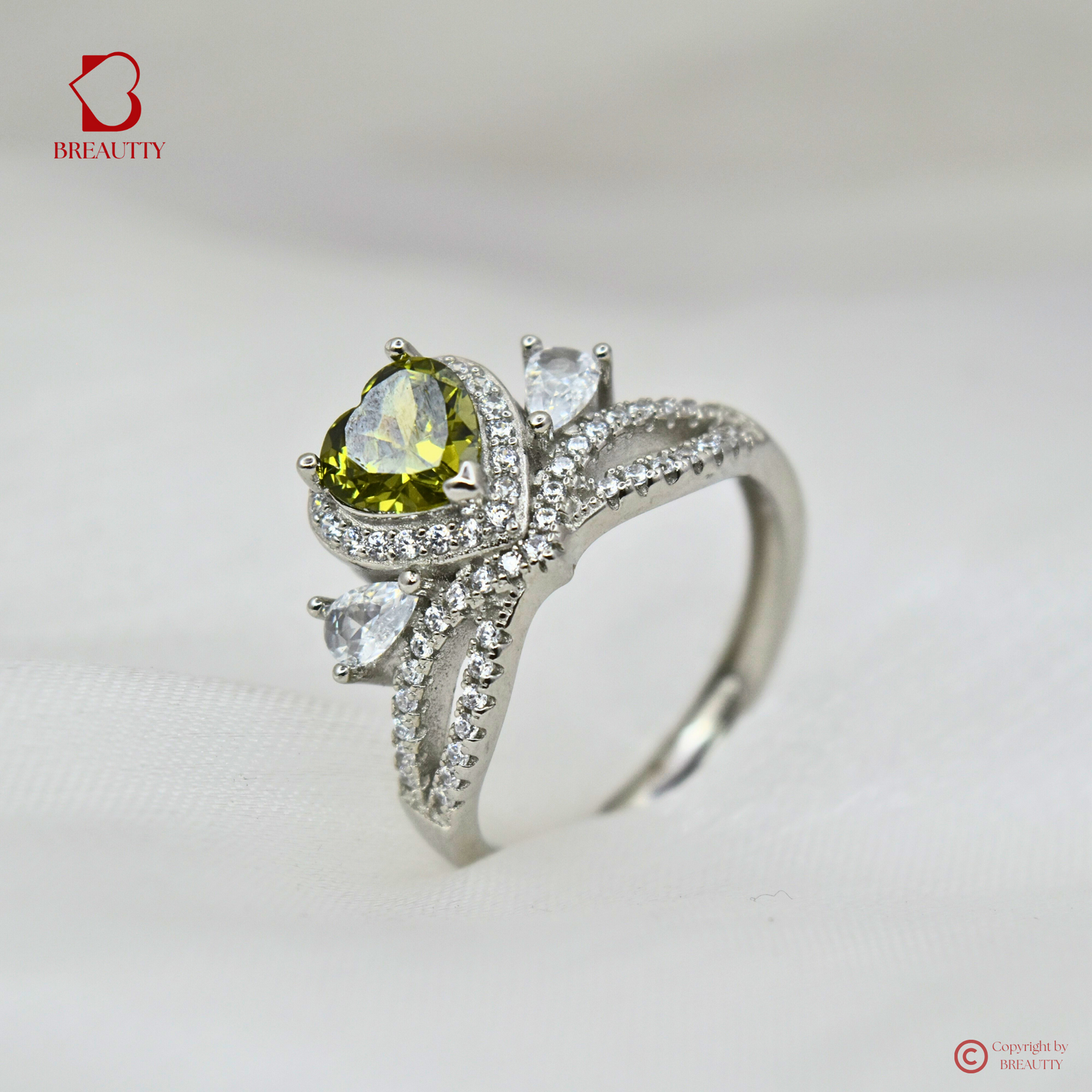 BREAUTTY 925 STERLING SILVER QUEEN RING WITH YELLOW STONE | ADJUSTABLE