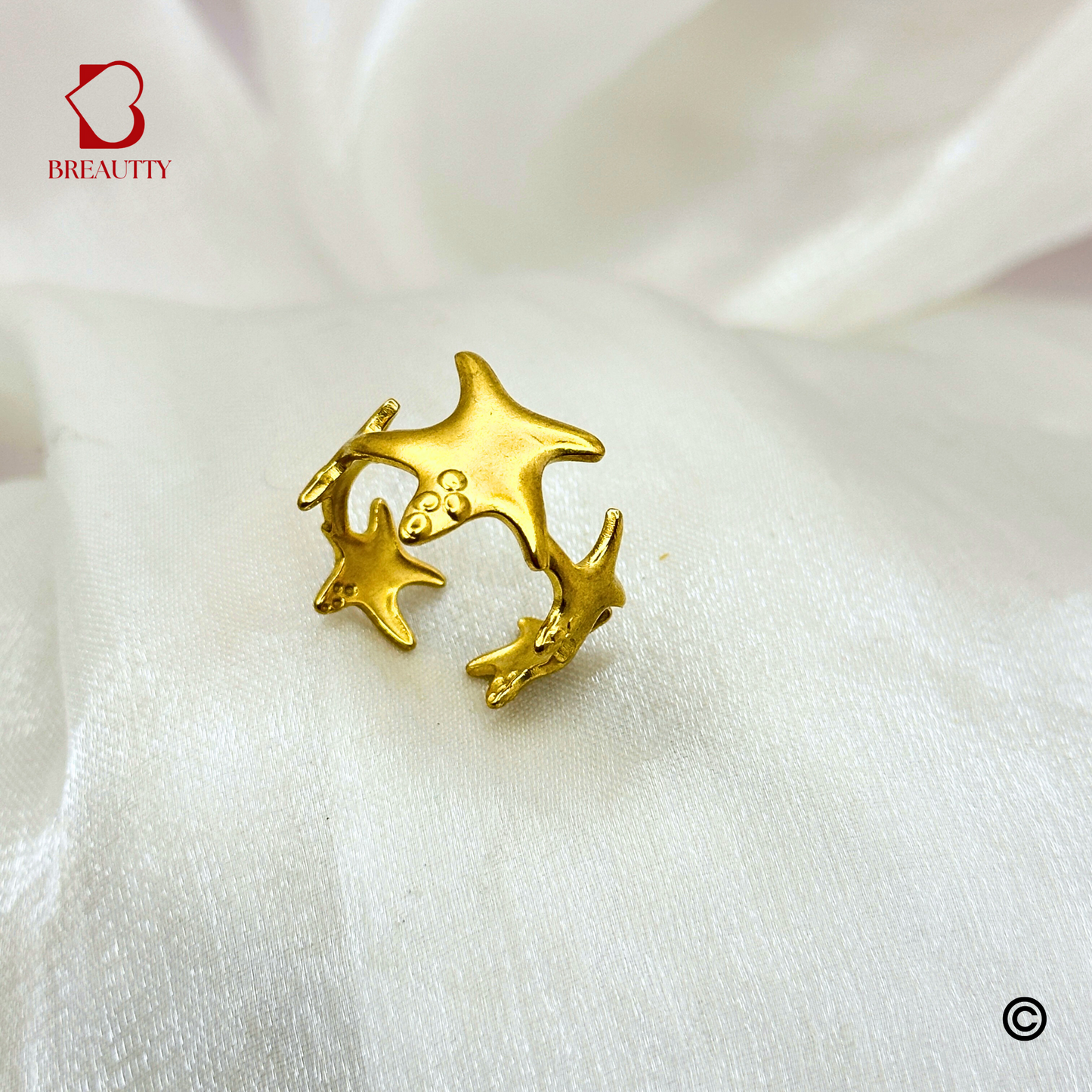 BREAUTTY STARFISH CAROL 18K GOLD PLATED RING |ADJUSTABLE