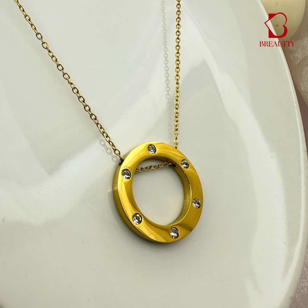 BREAUTTY ETERNAL CIRCLE 18K GOLD-PLATED STAINLESS STEEL NECKPIECE | WATERPROOF