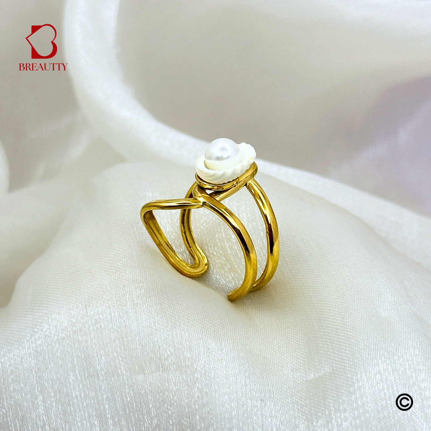 BREAUTTY SEA SHELL 18k GOLD PLATED RING | ADJUSTABLE