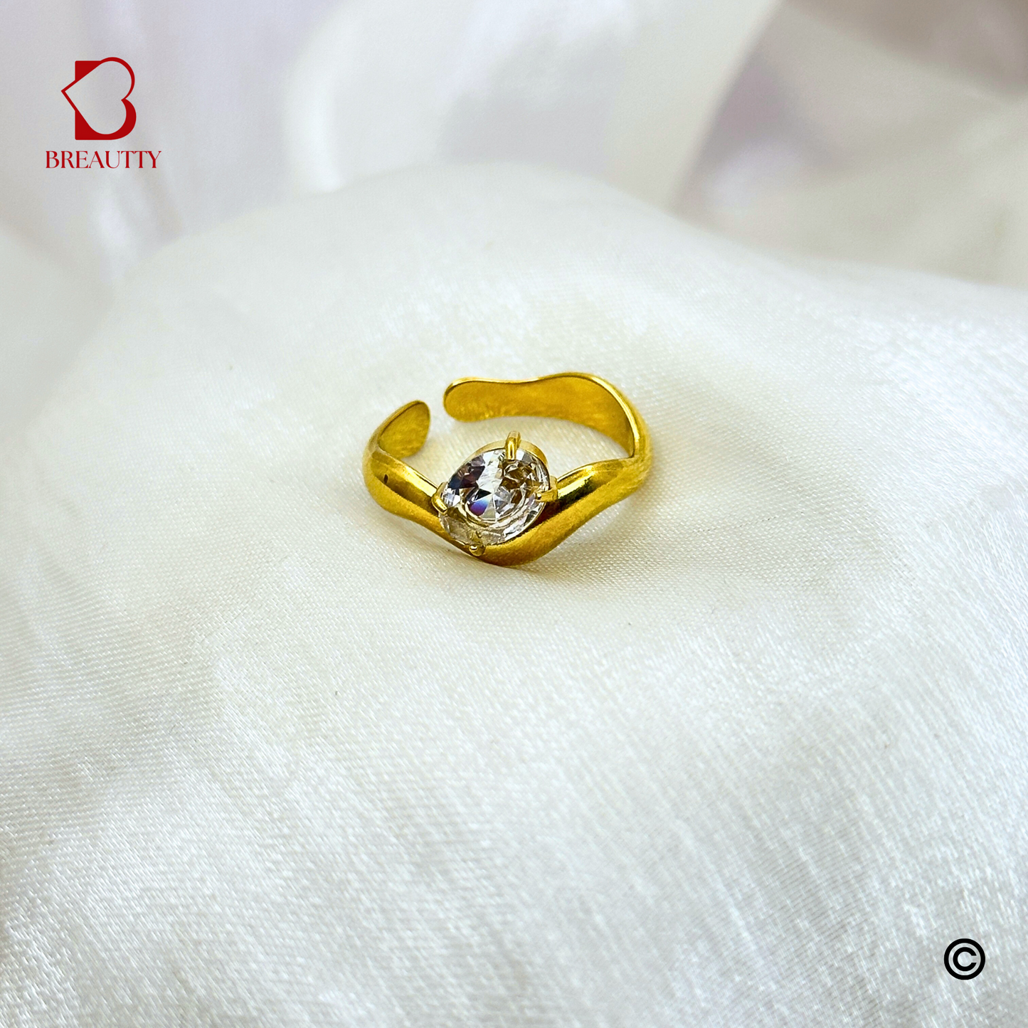 BREAUTTY CUBIC WHITE STONE ZIRCONIA RING | ADJUSTABLE