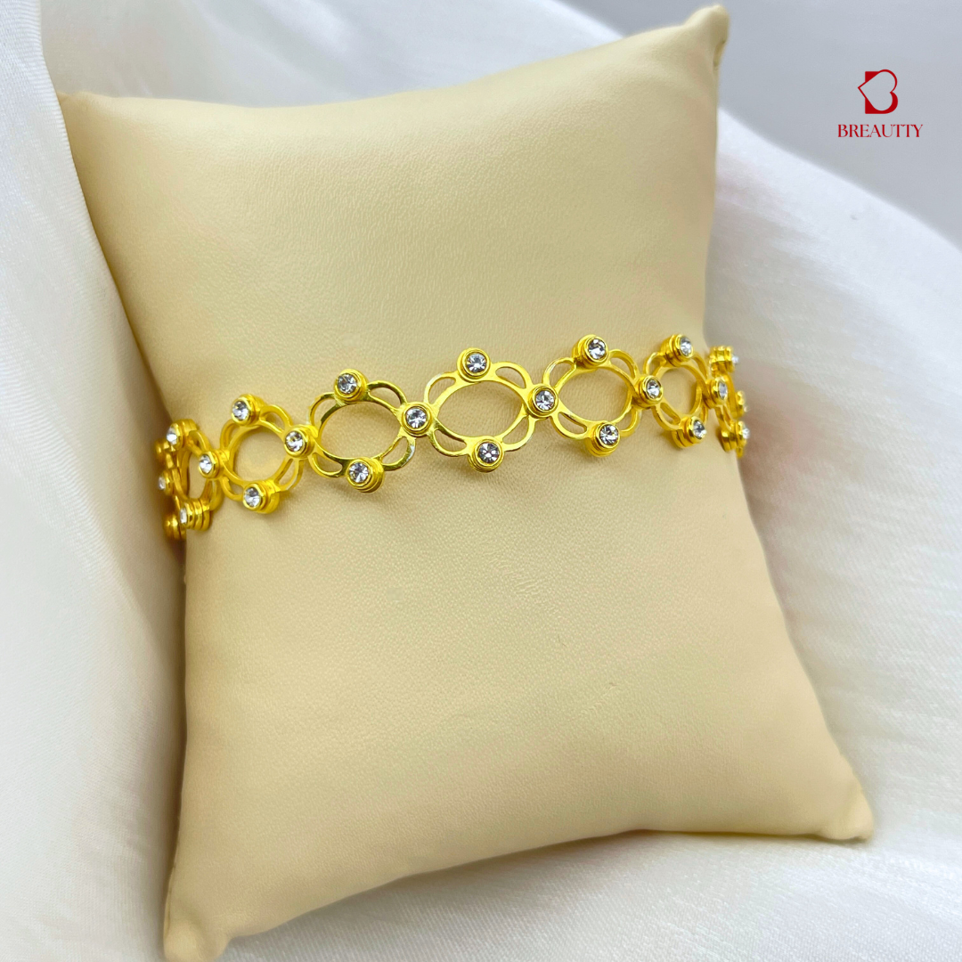 BREAUTTY 925 STERLING SILVER 3 IN 1 RING, BRACELET AND BANGLE | GOLDEN COLOUR