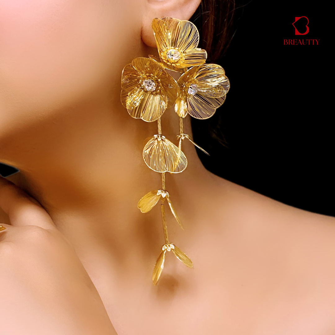 BREAUTTY 3D LUXFLORA LONG TAIL EARRINGS