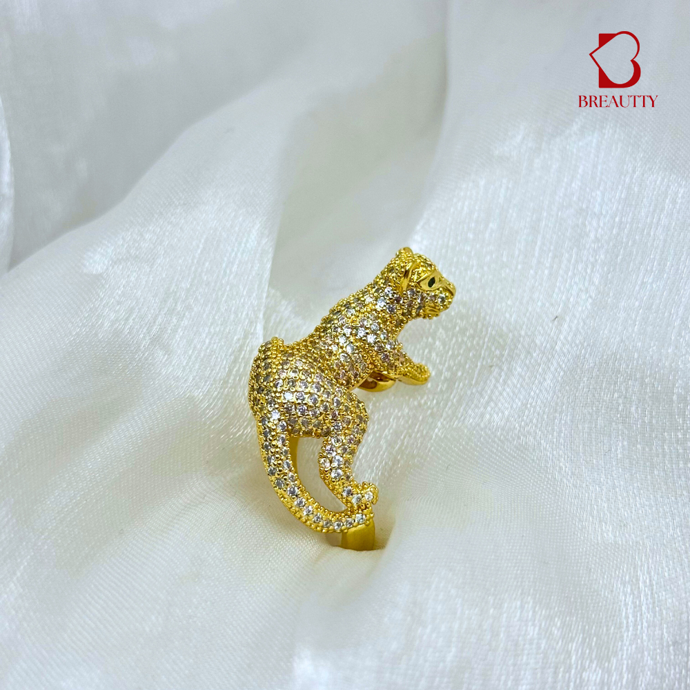 BREAUTTY 18K GOLD PLATED ADJUSTABLE COCKTAIL PANTHER RING FOR WOMEN | WILD EMPRESS