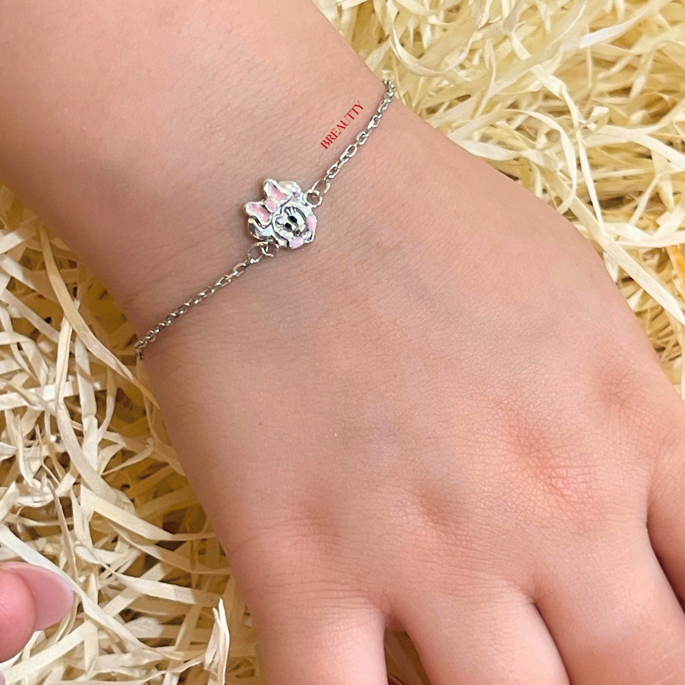 BREAUTTY 92.5 SILVER MICKEY MOUSE BRACELET FOR GIRLS – FUN CARTOON PENDANT