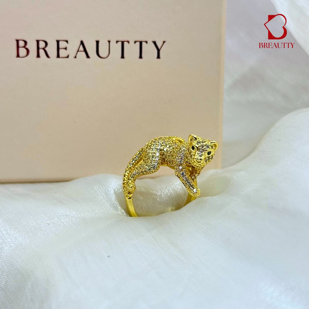 BREAUTTY 18K GOLD PLATED ADJUSTABLE COCKTAIL PANTHER RING FOR WOMEN | WILD EMPRESS