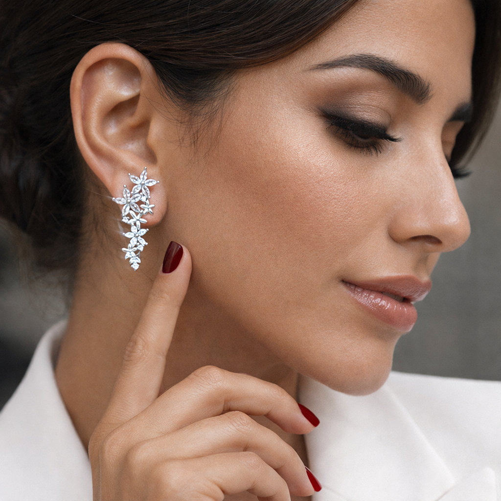 BREAUTTY 925 STERLING SILVER MULTI-FLOWER  EARRINGS | DAILY WEAR LUXURY