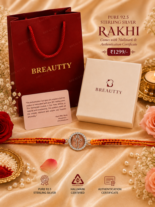 PURE 925 STERLING SILVER  GANESHA RAKHI  | WATERPROOF