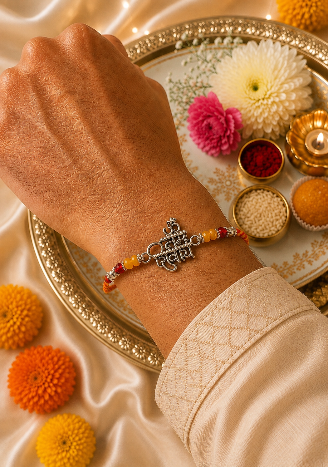 PURE 925 STERLING SILVER RAKHI  | OM NAMAH SHIVAY