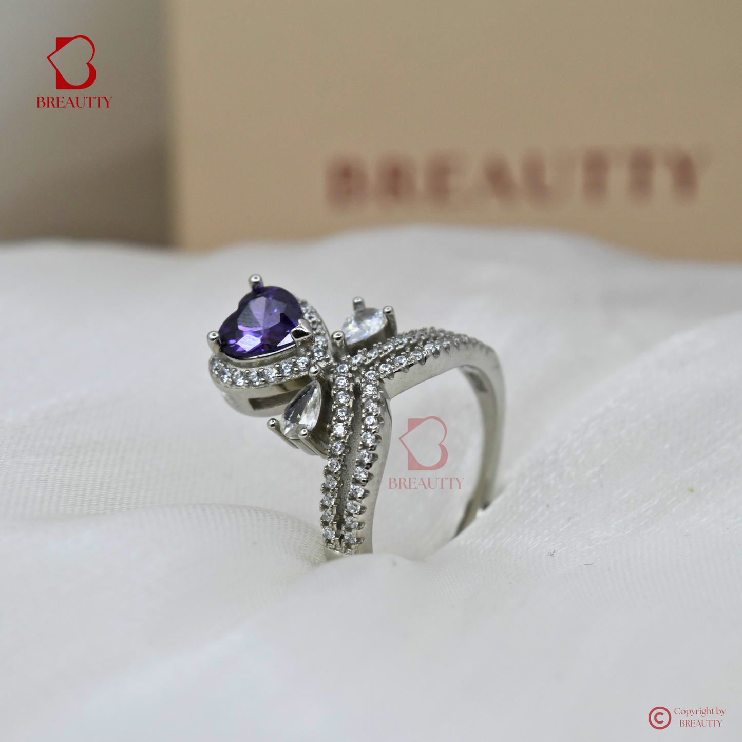 BREAUTTY 925 STERLING SILVER AMETHYST SOLITAIRE RING | ADJUSTABLE