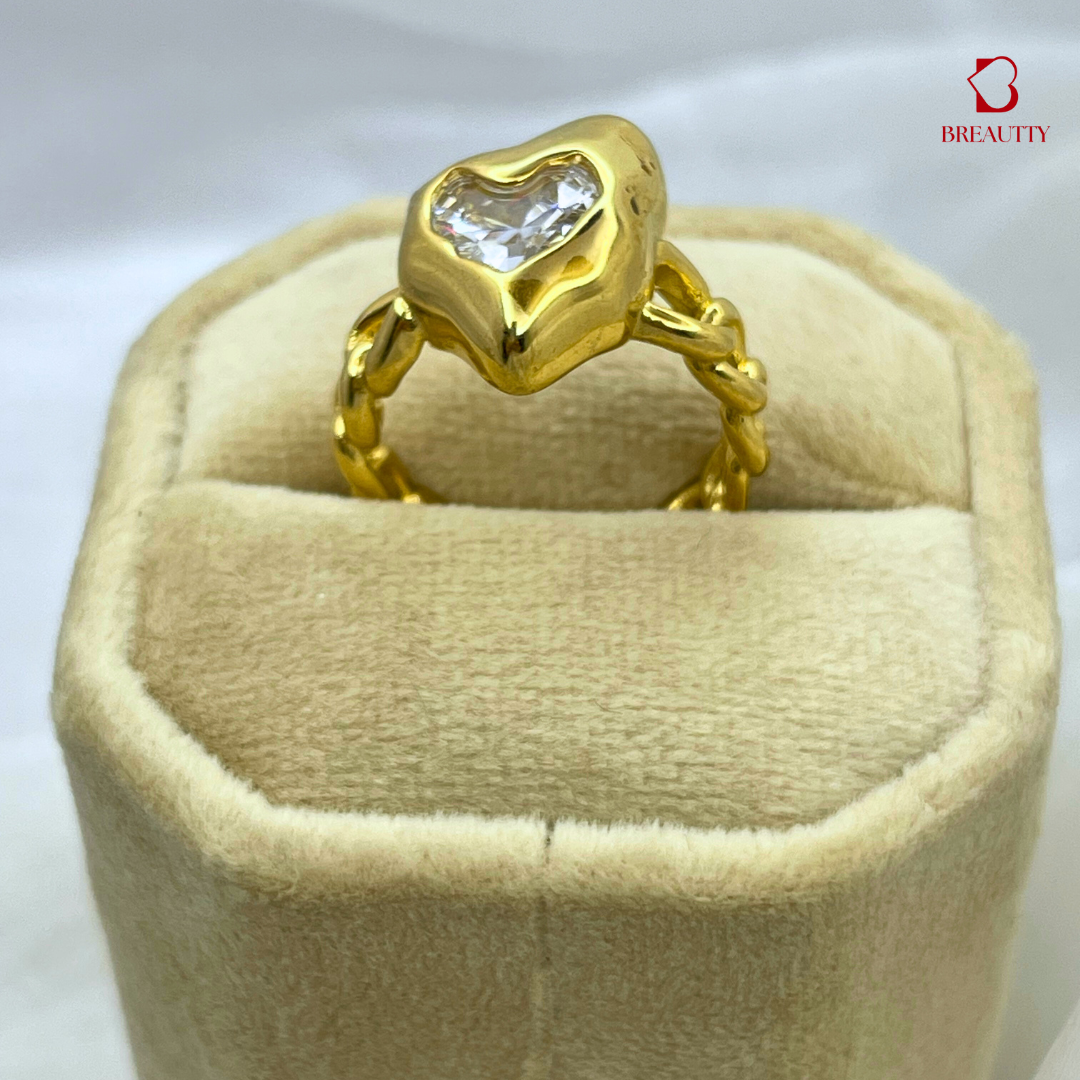 BREAUTTY BIG ABSTRACT HEART STONE RING