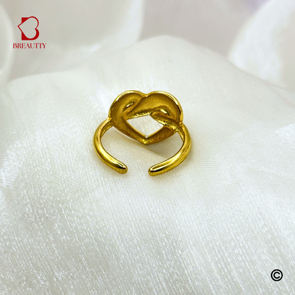 BREAUTTY MELTED HEART 18K GOLD PLATED WATERPROOF LIGHTWEIGHT LOVE RING – ADJUSTABLE