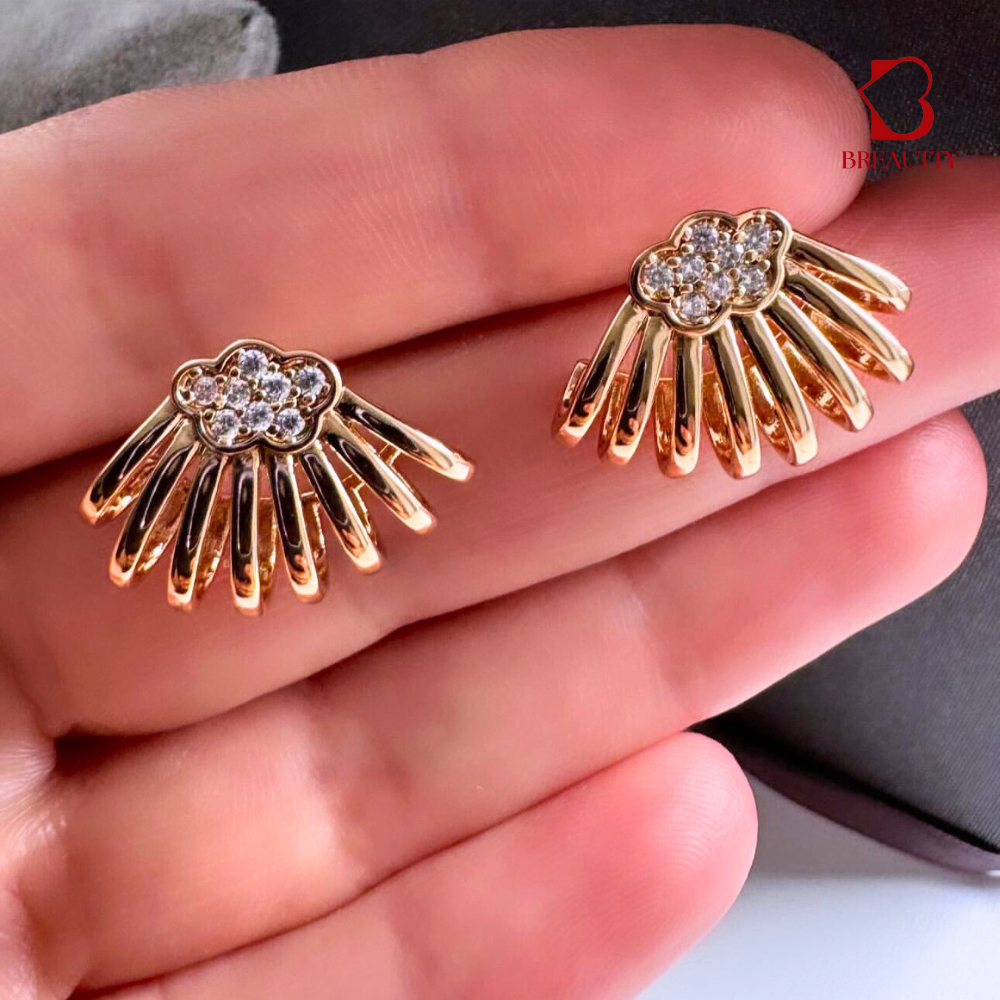 BREAUTTY GOLDEN SUNBURST CLOUD EARRINGS | WATERPROOF