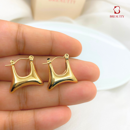 BREAUTTY 18K GOLD PLATED GEOMETRICAL  HUES HOOPS DAILYWEAR