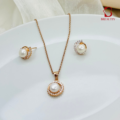 BREAUTTY CELESTIAL PEARL GLOW  PENDANT SET  | HALLMARKED
