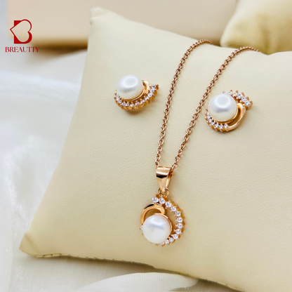 BREAUTTY CELESTIAL PEARL GLOW  PENDANT SET  | HALLMARKED