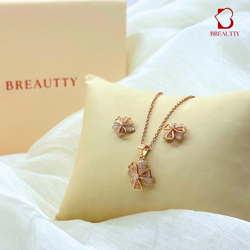 BREAUTTY  92.5 STERLING SILVER  BLOOMING GRACE PENDANT SET
