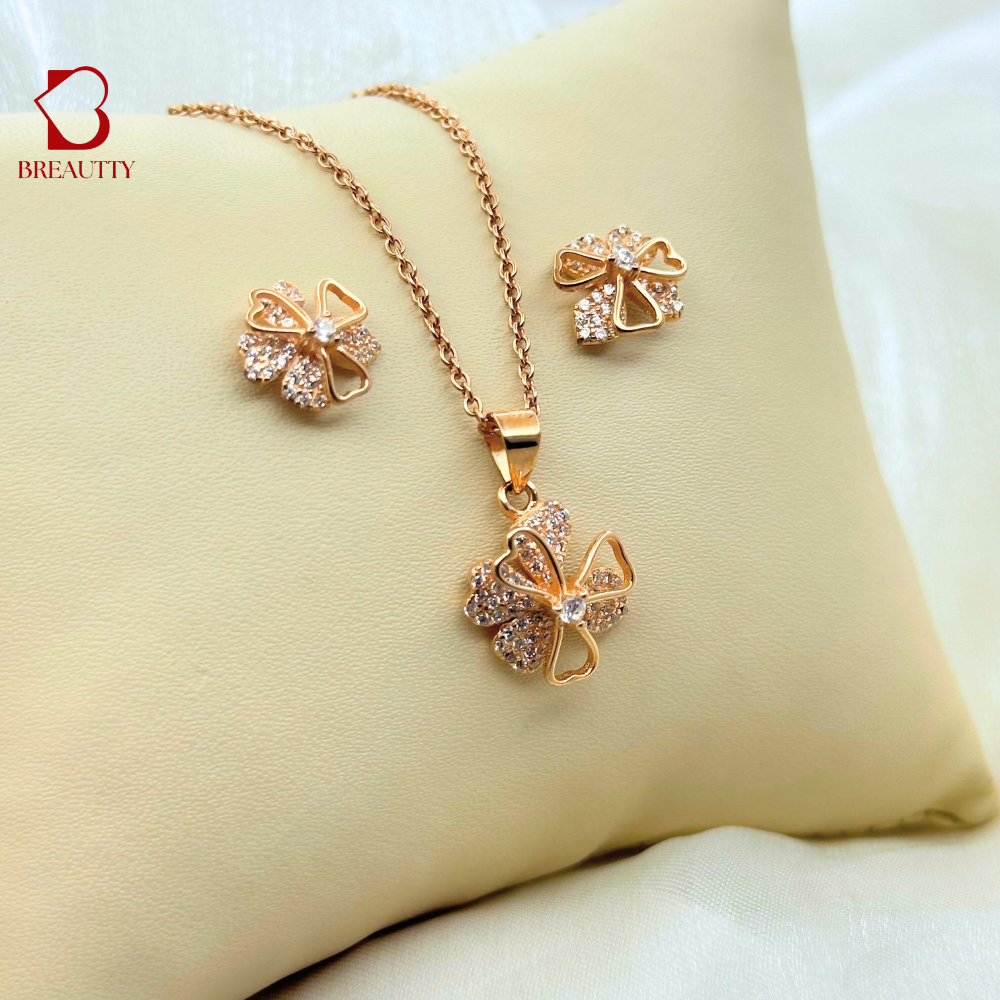 BREAUTTY  92.5 STERLING SILVER  BLOOMING GRACE PENDANT SET