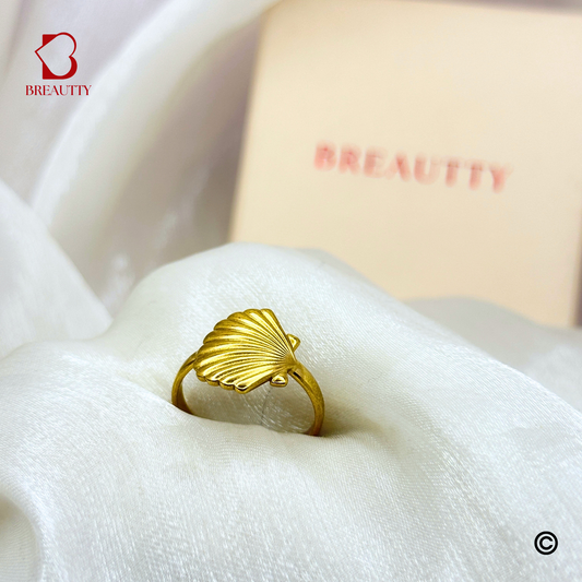 BREAUTTY SHELL SHIMMER 18K GOLD PLATED WATERPROOF LIGHTWEIGHT RING – ADJUSTABLE