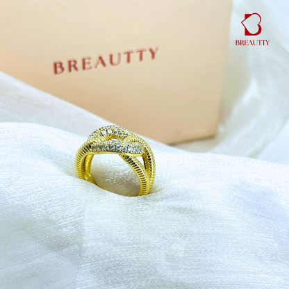 REAUTTY ETERNAL KNOT CZ ZIRCONIA RING – 18K GOLD PLATED LUXURY