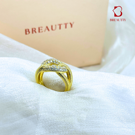 REAUTTY ETERNAL KNOT CZ ZIRCONIA RING – 18K GOLD PLATED LUXURY