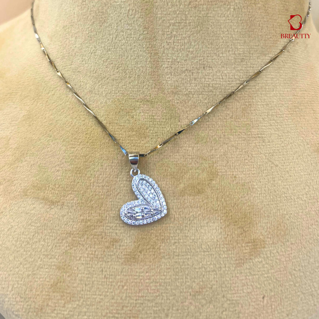 BREAUTTY KOREAN HEART CHARM PENDANT SET WITH EARRINGS