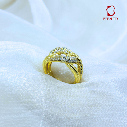 REAUTTY ETERNAL KNOT CZ ZIRCONIA RING – 18K GOLD PLATED LUXURY
