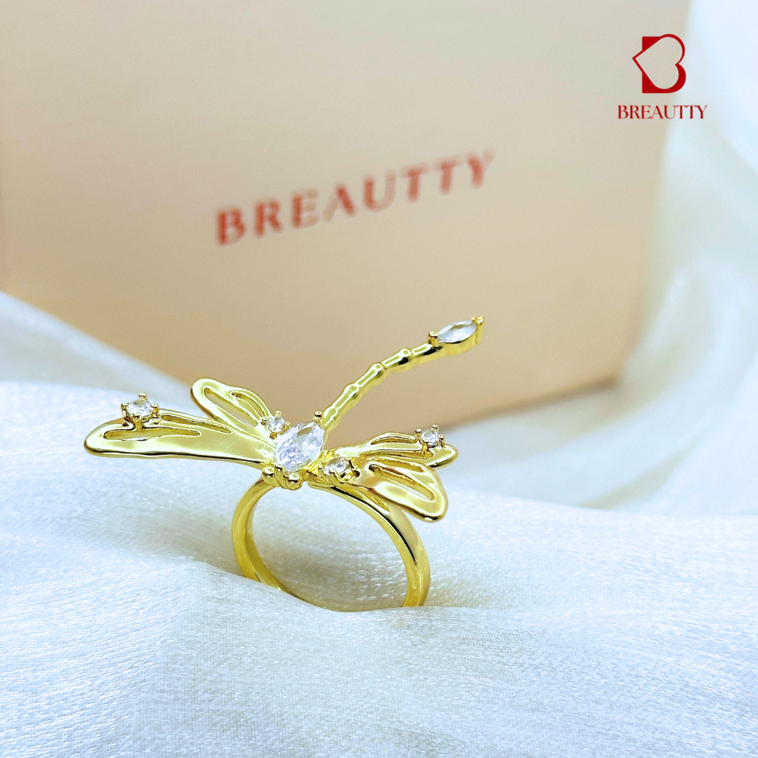 BREAUTTY 18K GOLD PLATED DRAGONFLY RING- WATERPOOF |ADJUSTABLE