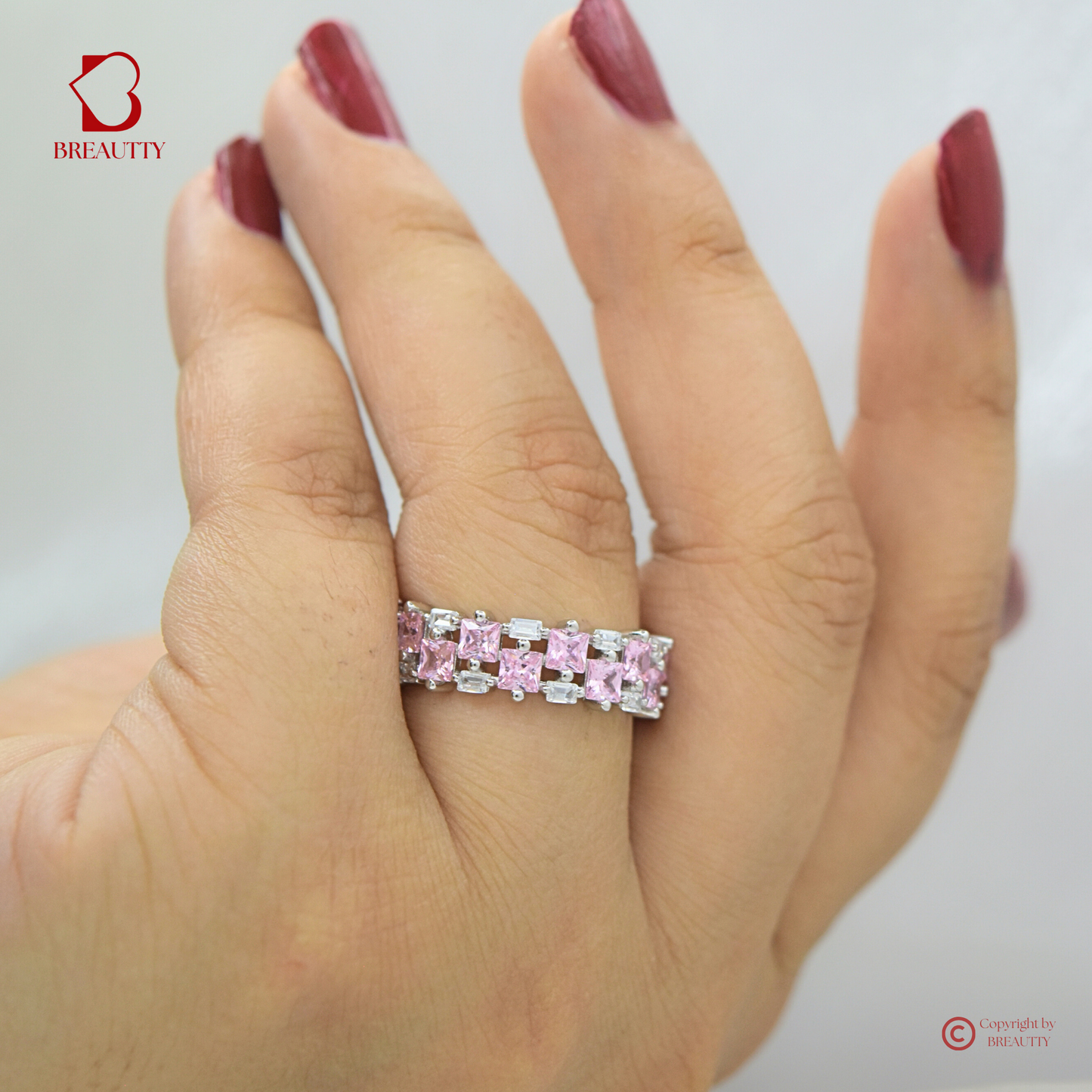 BREAUTTY 925 STERLING SILVER PINK QUEEN BAND