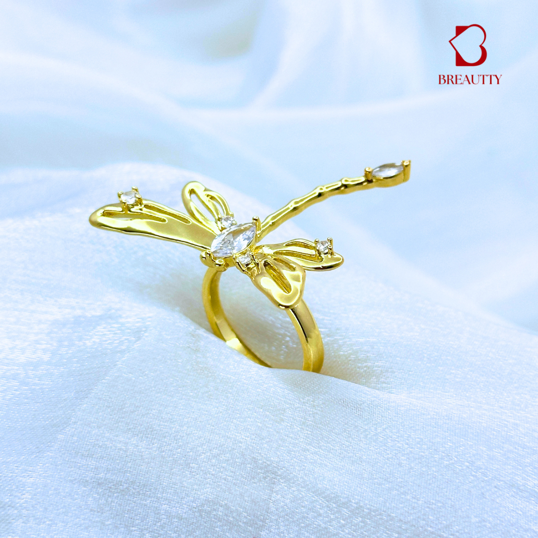 BREAUTTY 18K GOLD PLATED DRAGONFLY RING- WATERPOOF |ADJUSTABLE