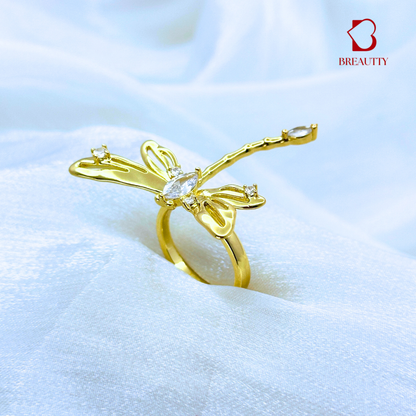 BREAUTTY 18K GOLD PLATED DRAGONFLY RING- WATERPOOF |ADJUSTABLE