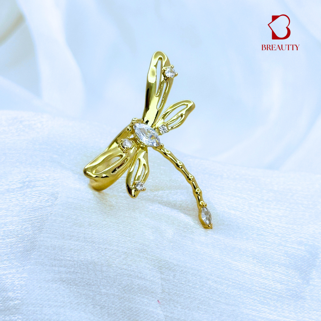 BREAUTTY 18K GOLD PLATED DRAGONFLY RING- WATERPOOF |ADJUSTABLE