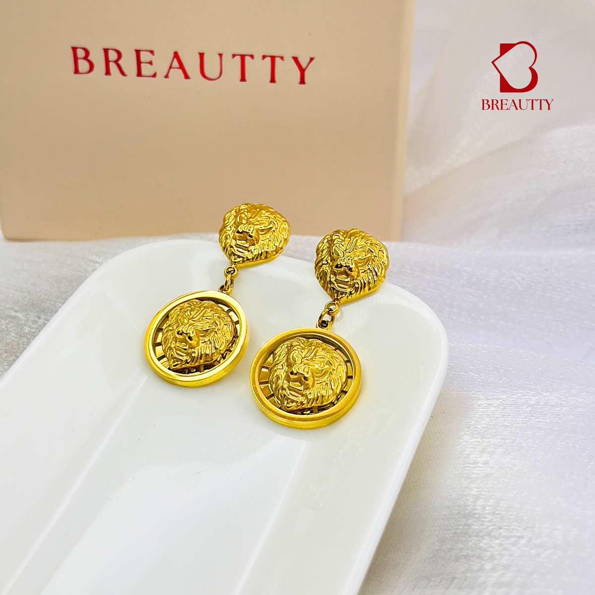 BREAUTTY 18K GOLD PLATED TIGER DESIGN EARRING