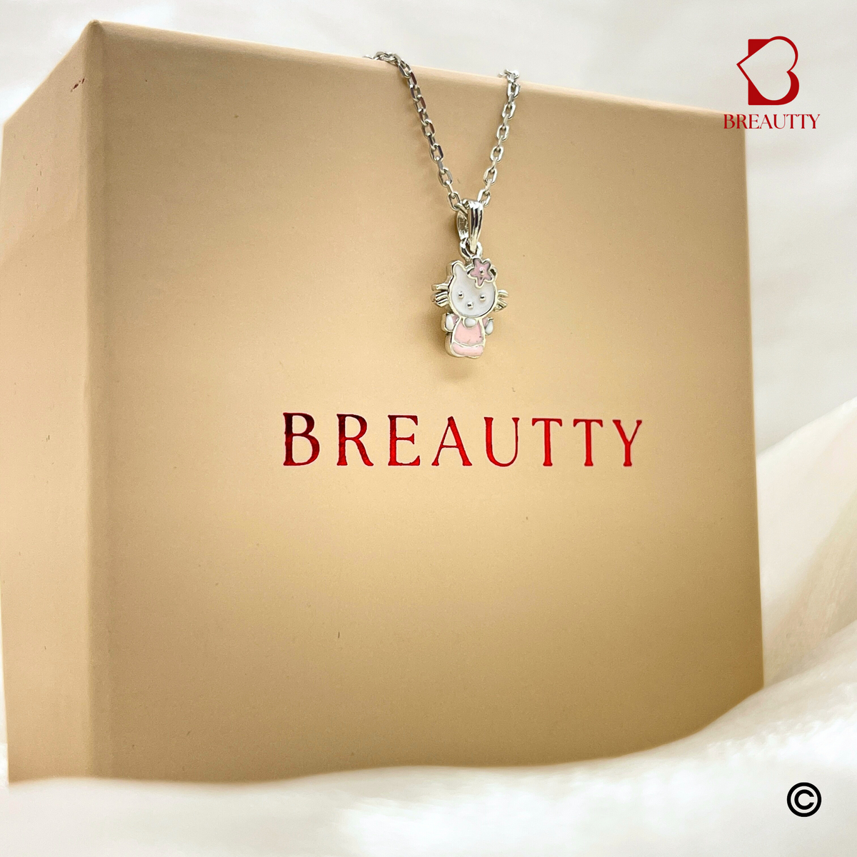 BREAUTTY 92.5 SILVER KITTY NECKLACE FOR LITTLE GIRLS – CUTE DAILY WEAR PENDANT