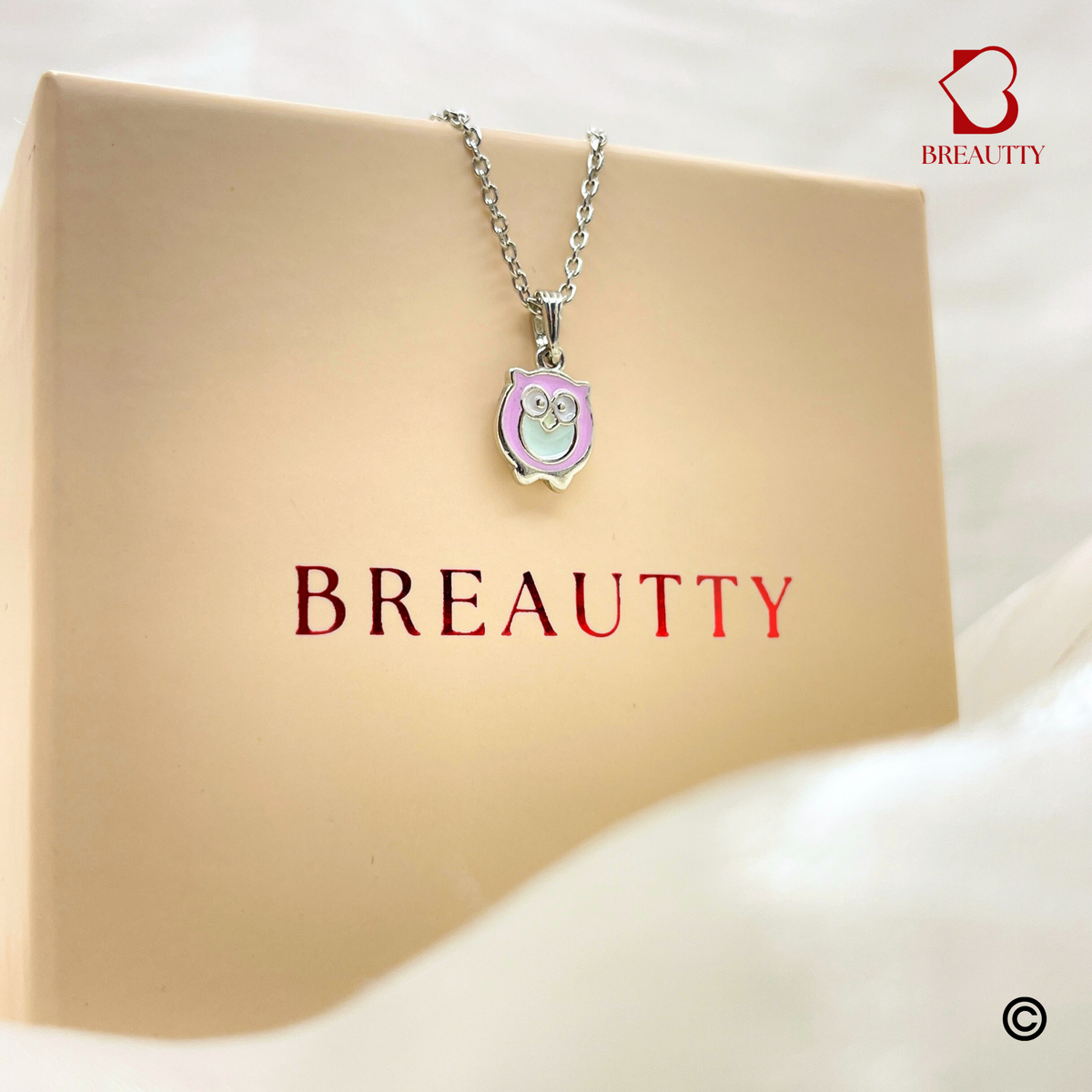BREAUTTY 92.5 SILVER OWL NECKLACE FOR GIRLS – SMART & CUTE GIFT IDEA