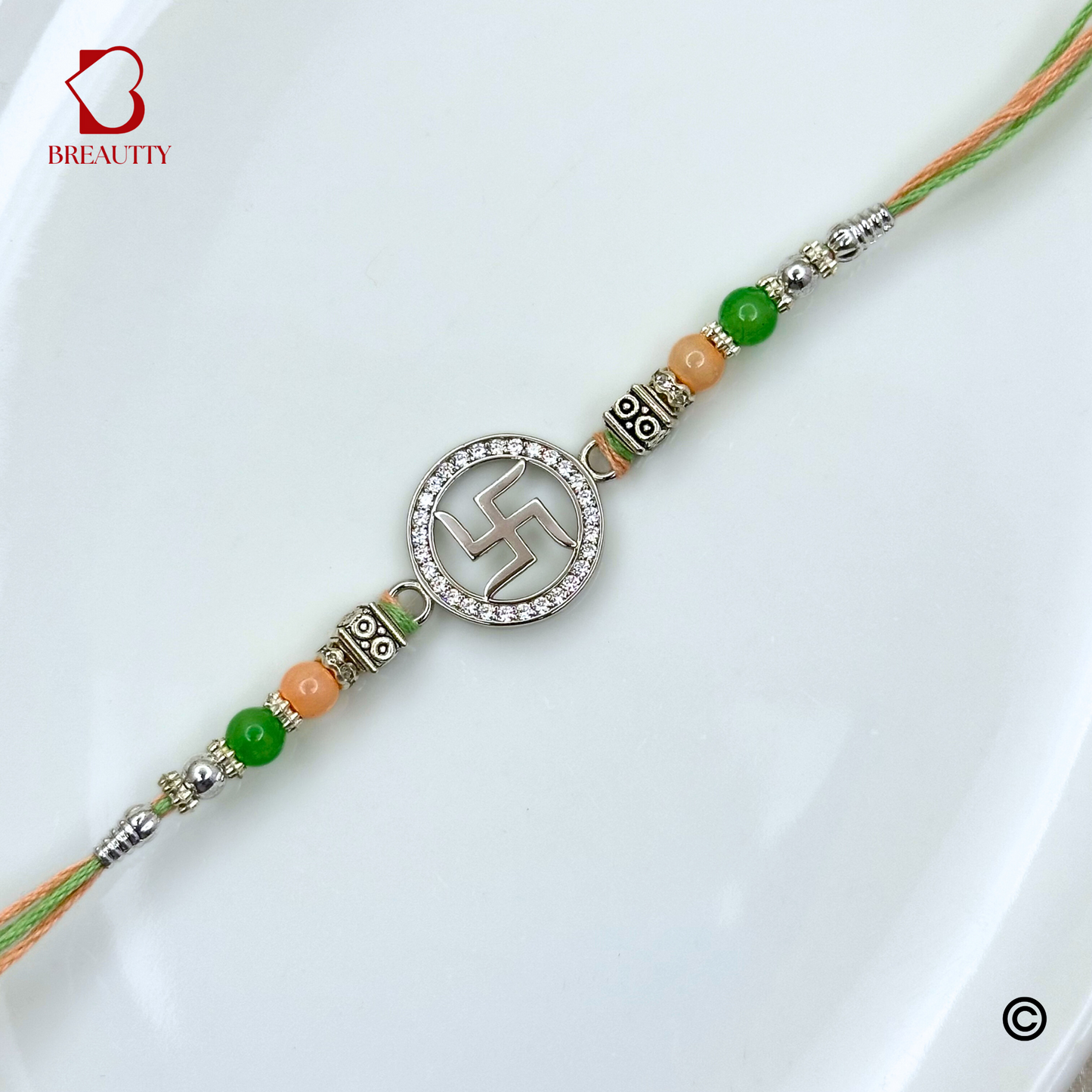 BREAUTTY RAKSHA BANDHAN 925 STERLING SILVER RAKHI  "SWASTIK"    | HALLMARK